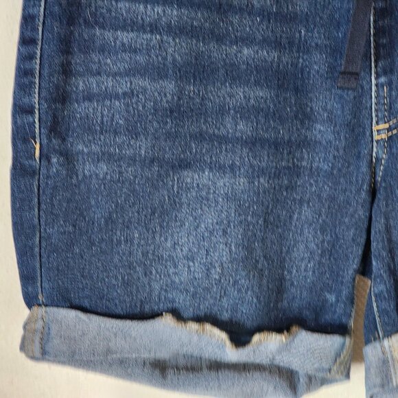 Just Be Dark Wash Drawstring Waist Stretch Denim Shorts with Cuff Detail Size S - Picture 7 of 16